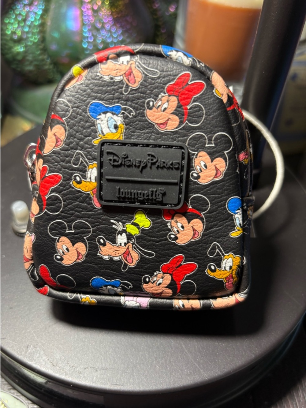 Disney Parks Loungefly Kids Black Mickey & Friends Mini Backpack Coin Purse fob